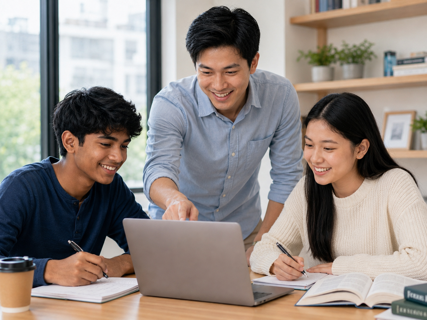 Students working together in a bright tutoring room
